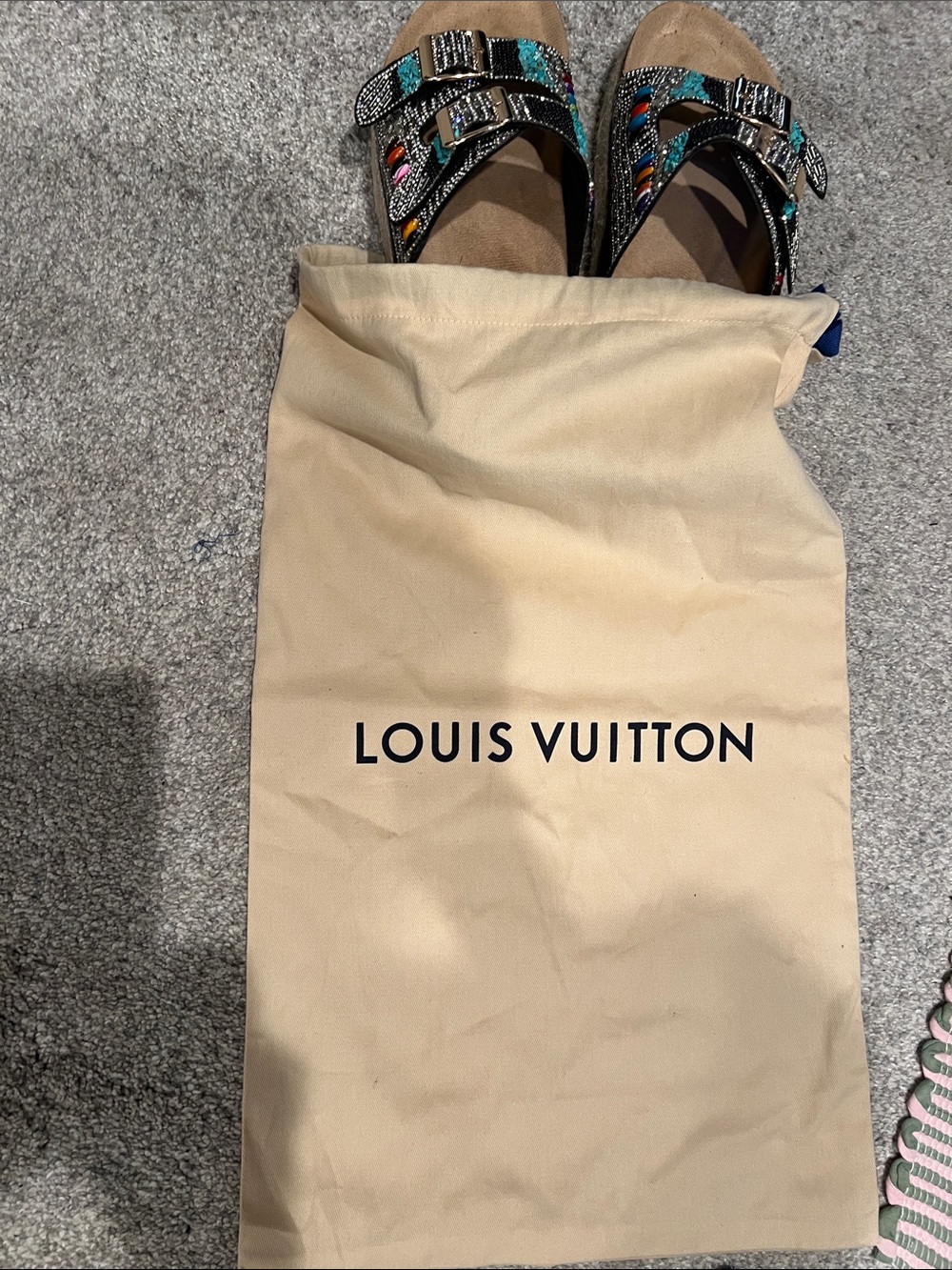 Louis Vuitton Beige Logo Drawstring Pouch